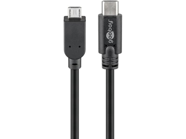 goobay - USB-kabel - mikro-USB typ B (hane) till USB-C (hane) - USB 3.1 - 1 m - svart