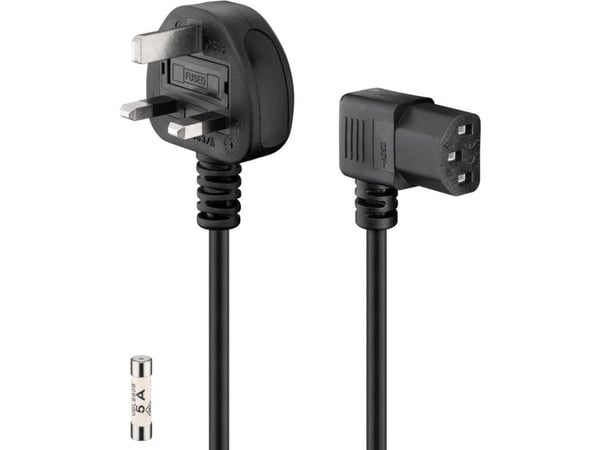 goobay - Strömkabel - BS 1363 (han) til power IEC 60320 C13 vinklet - AC 230 V - 10 A - 2 m - sort - Storbritannien