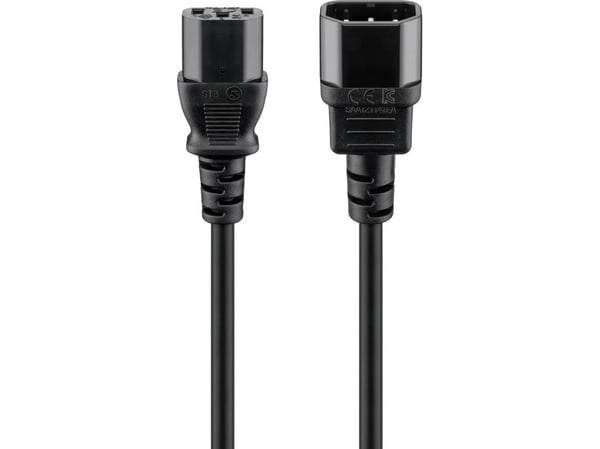 goobay - Förlängningskabel för ström - IEC 60320 C14 till power IEC 60320 C13 - AC 250 V - 10 A - 3.5 m - formpressad - svart