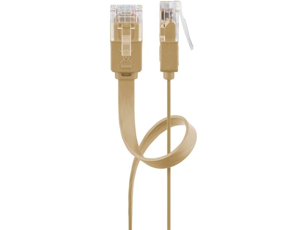 goobay - Koblingskabel - RJ-45 (hann) til RJ-45 (hann) - 20 m - UTP - CAT 6 - formstøpt, flat - lys brun