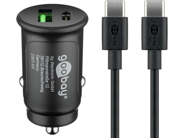 27 W dual USB-ladersett for hurtiglading i bil (USB-C)