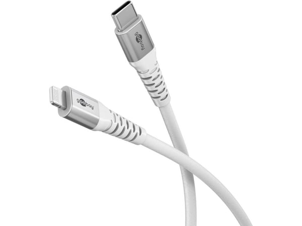 Goobay 74518, 0,5 m, Lightning, USB C, Hankontakt, Hankontakt, Vit
