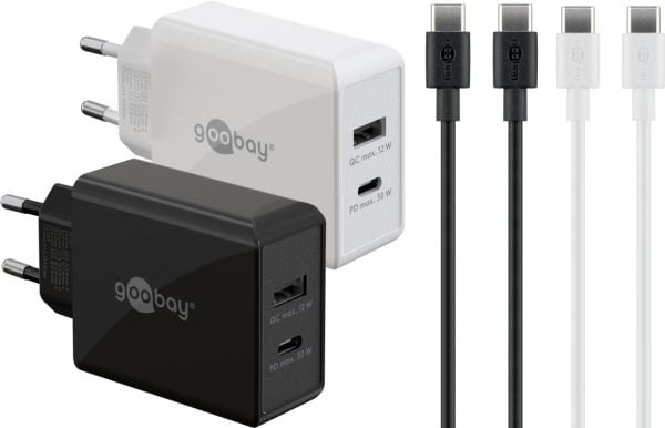 30 W Twin Power Set 2x USB-C-opladere , 2x USB-C-kabler