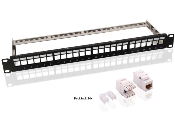goobay - Patch-panel - CAT 6 - UTP - RJ-45 X 24 - svart - 1U - 19" - med 24 x CAT 6 UTP kontakter