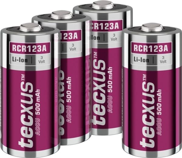 RCR123 oppladbart batteri - 500 mAh, 4 stk i eske