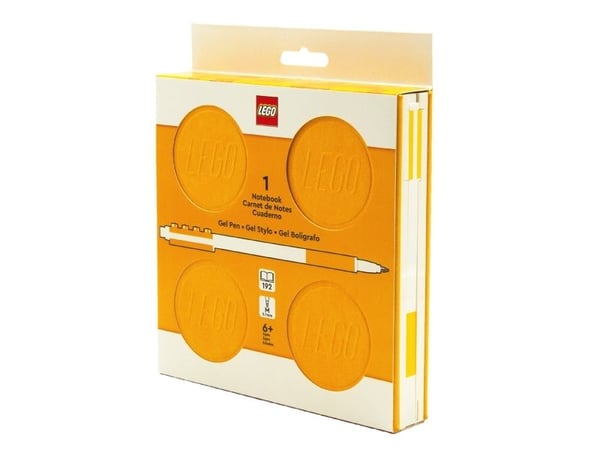 LEGO® låsbart notathefte m/ gelpenn (eske) 192 s GUL