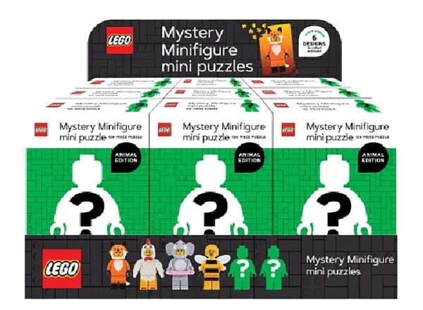 LEGO-palapelit Levy, jossa 6 x 2 eläimen minifiguuripalapeliä Sininen sarja