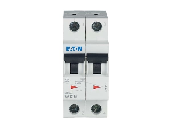 EATON Automatisk säkring, 2-polig, 10A, C-karaktäristik, 10 kA, 400 V, bredd 2 moduler