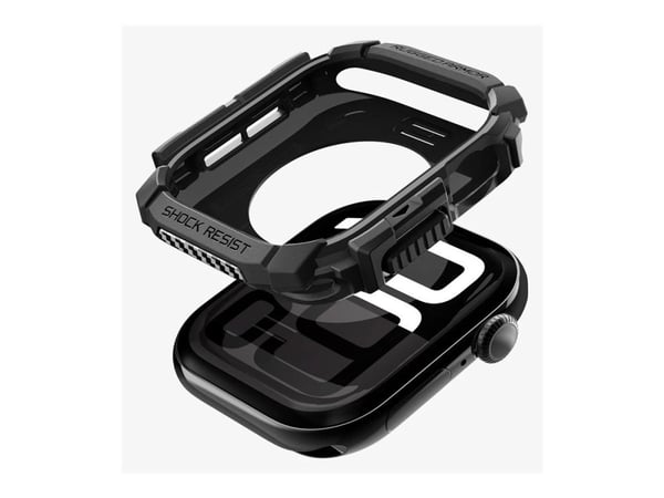 Spigen Rugged Armor, Ask, Smartwatch, Svart, Apple, Apple Watch 10 (42mm), Termoplastisk polyuretan (TPU)
