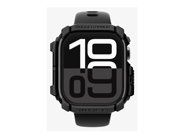 Spigen Rugged Armor, Ask, Smartwatch, Svart, Apple, Apple Watch 10 (42mm), Termoplastisk polyuretan (TPU)
