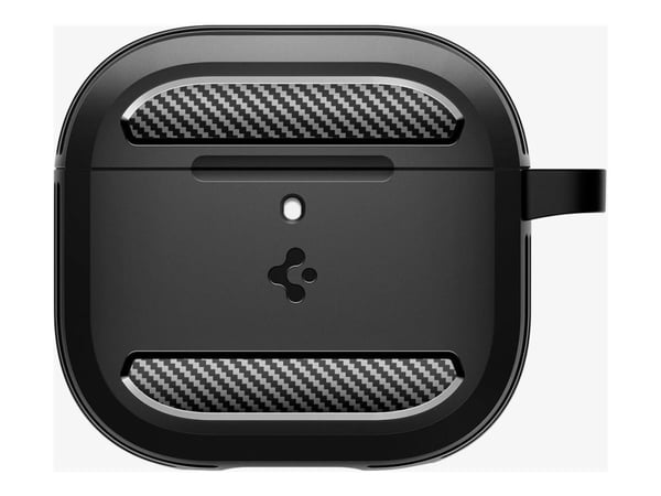 Spigen Rugged Armor - Boksdeksel for trådløse øretelefoner - robust - termoplast-polyuretan (TPU), silikon - matt svart - for Apple AirPods 4, 4 wi...