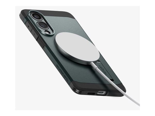 Spigen Tough Armor - Baksidedeksel for mobiltelefon - MagSafe-samsvar - polykarbonat, termoplast-polyuretan (TPU) - abyss green - for Samsung Galax...