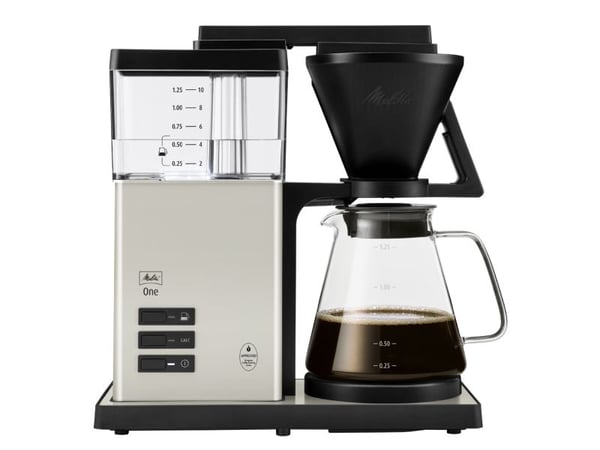 Melitta ONE, Droppande kaffebryggare, 1,25 l, Malat kaffe, 1525 W, Svart, Gräddfärgad, Transparent, Vit