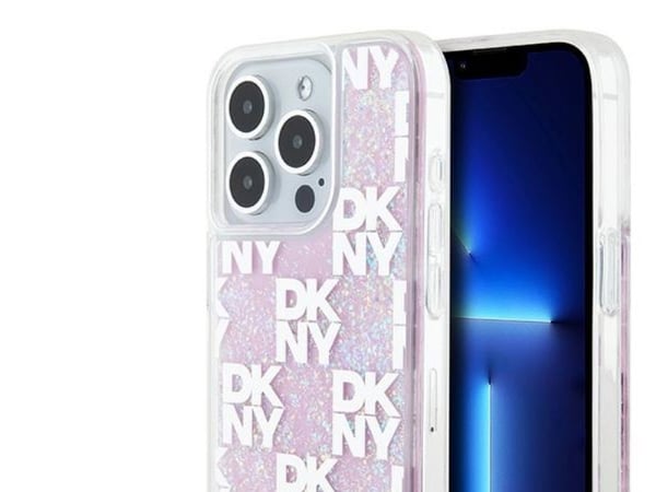 Apple iPhone 15 Pro DKNY Case Liquid Glitter Multilogo (DKHCP15LLCPEPP) pinkki
