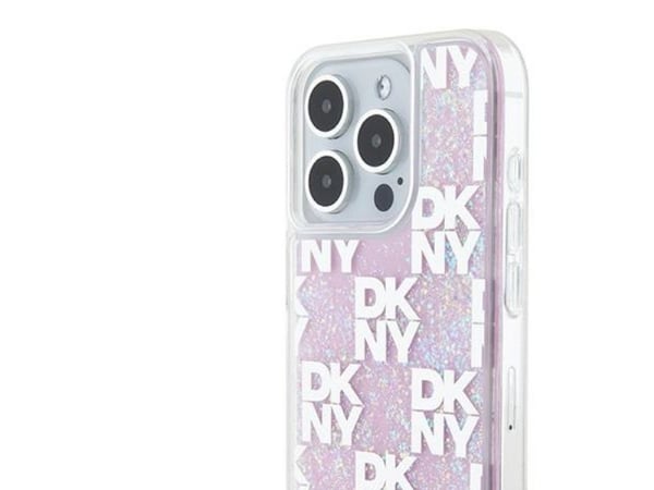 Apple iPhone 15 Pro DKNY Case Liquid Glitter Multilogo (DKHCP15LLCPEPP) pinkki