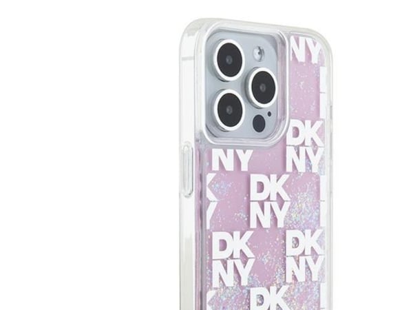Apple iPhone 15 Pro DKNY Case Liquid Glitter Multilogo (DKHCP15LLCPEPP) pinkki