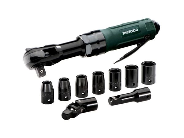 Metabo DRS 68 Set 1/2", Trykkluftskralle, Sort, Grønn, 68 Nm, 220 l/min, 6,2 stang, Trykkluft