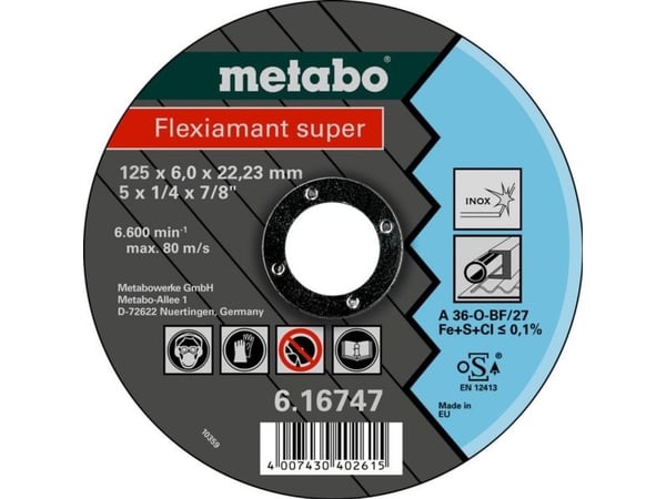 Metabo 616747000, levyleikkuri, Tasainen keskiosa, Ruostumaton teräs, Mikä tahansa tuotemerkki, 12,5 cm, Musta