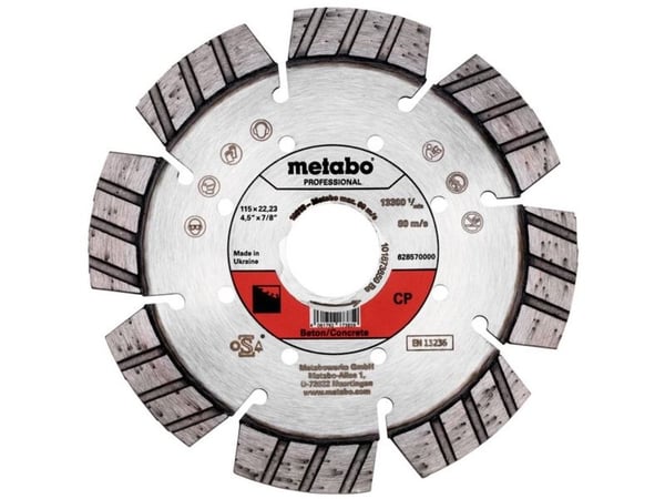 Metabo 628570000, Klippskiva, Betong, Metabo, 11,5 cm, 1,2 cm, 1 styck
