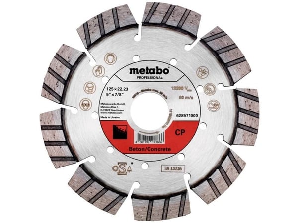 Metabo 628571000, Betong, Pipa, Sandsten, 12,5 cm, 2,22 cm, 12200 RPM, Metabo, 1 styck