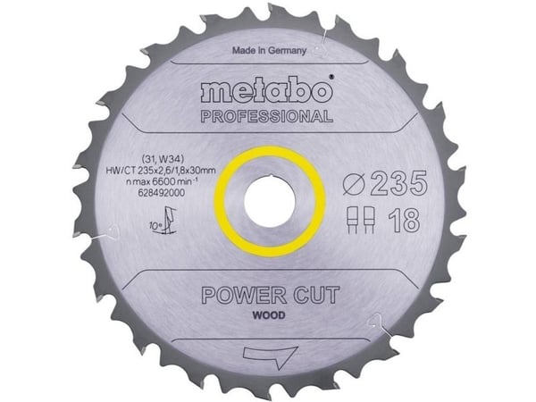 Metabo 628492000, Rakennuspuu, Lehtipuu, 23,5 cm, 3 cm, 1,8 mm, 6600 RPM, 2,6 mm