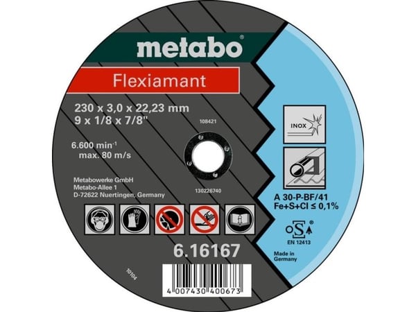 Metabo 616738000, levyleikkuri, Ruostumaton teräs, 12,5 cm, Metabo, Tasainen keskiosa, 2,22 cm