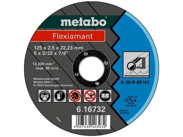 Metabo 616732000, levyleikkuri, Sisäänpainettu keskiosa, Terästä, Metabo, 2,22 cm, 12,5 cm