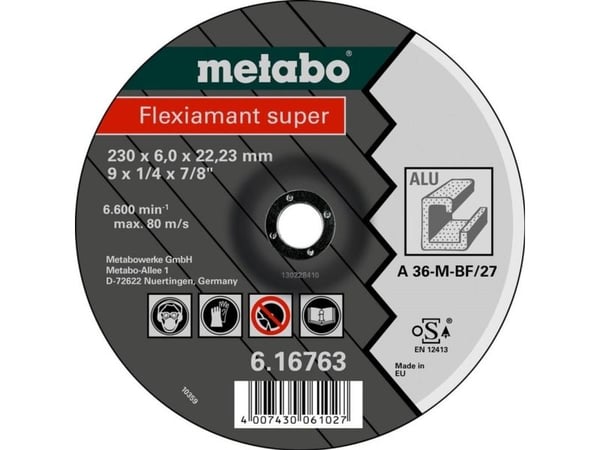Metabo 616748000, Kutteskive, Aluminium, 11,5 cm, Alle merker, Flatt senter, Svart
