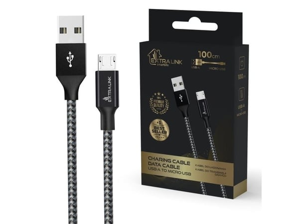 Kabel USB ExtraLink Extralink Smart Life 15W, USB-A - microUSB, 100cm, PVC, 5V 2.4A, czarny Kabel USB ExtraLink Extralink Smart Life 15W, USB-A - microUSB, 100cm, PVC, 5V 2.4A, czarny