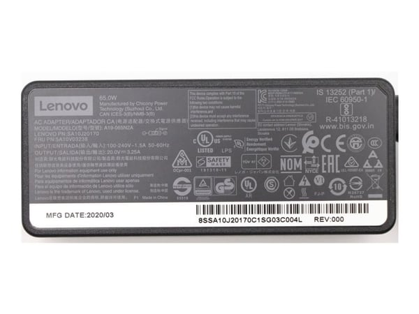 Lenovo - Strømadapter - AC 100-240 V - 65 watt - FRU - for ThinkCentre M60e; M70a; M70q; M75n; M75n IoT; M75q Gen 2; M80q; M90q