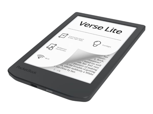 PocketBook Verse Lite, 15,2 cm (6"), E Ink Carta, 758 x 1024 piksler, ACSM, AZW, AZW3, CBR, CBZ, CHM, DOC, DOCX, DjVu, EPUB, FB2, FB2.ZIP, HTM, HTM...