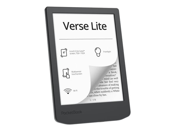 PocketBook Verse Lite, 15,2 cm (6"), E Ink Carta, 758 x 1024 piksler, ACSM, AZW, AZW3, CBR, CBZ, CHM, DOC, DOCX, DjVu, EPUB, FB2, FB2.ZIP, HTM, HTM...