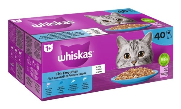 WHISKAS Fish Favourites in jelly - vådfoder til katte - 40x85 g