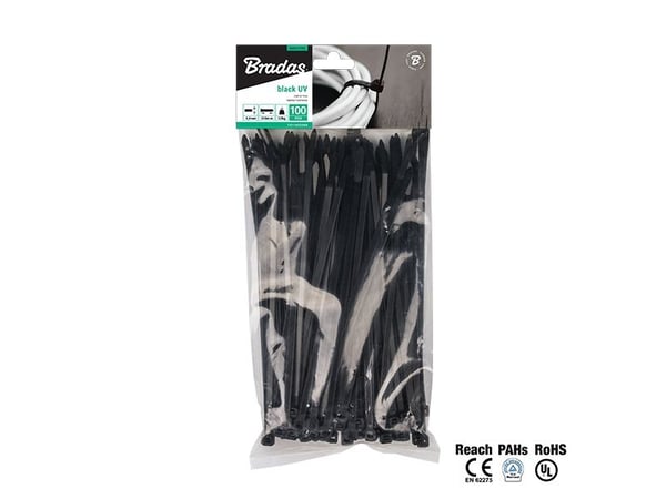 Bradas TS1148280B, Svart, 1 huvuden, CE, PAHs, 280 mm, 4,8 mm, 100 styck