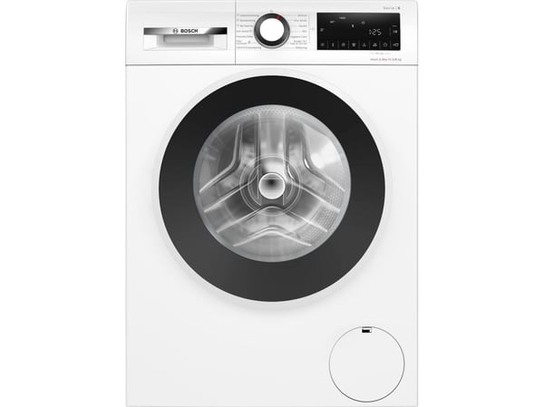 Bosch Serie 6 WNG2540LSN, Edestä täytettävä, Vapaasti seisova, Valkoinen, Musta, Kosketus, Rotaatio, LED