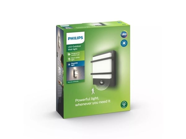 Philips myGarden Petronia-vegglampe, 12 W, Vegglys, Antrasitt, Metall, Terrasse, Hage, II, Tidsriktig