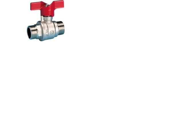 PETTINAROLI Kuglehane 3/4" nippel/nippel kompaktmodel med rødt T-greb