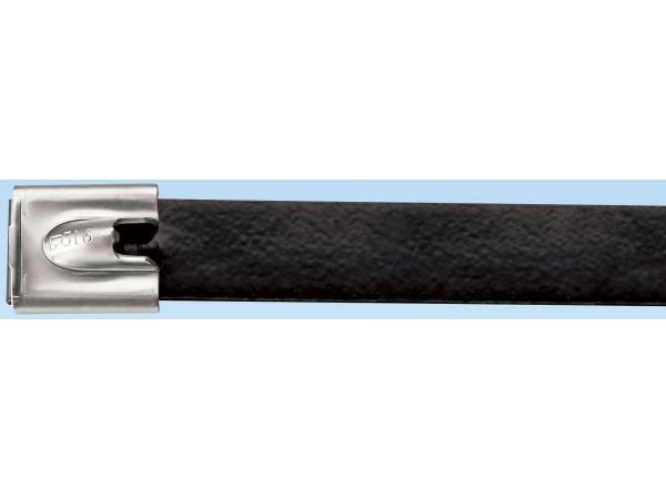 Panduit MLTFC4H-LP316, Löstagbart buntband, Polyester, Rostfritt stål, Svart, Rostfritt stål, 362 mm, 7,9 mm, 0,2 mm