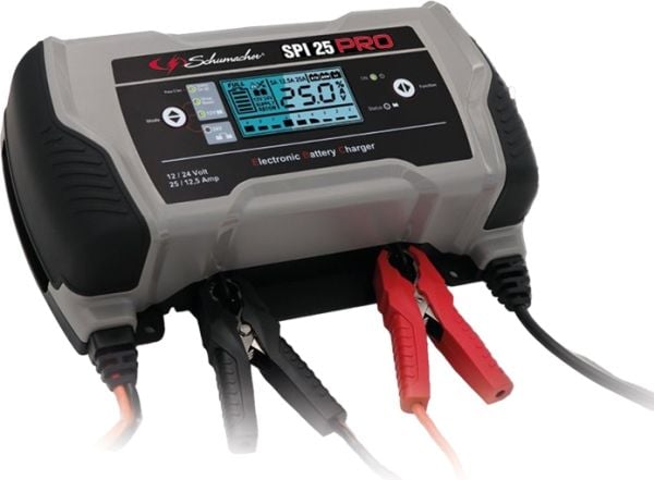 Schumacher SIRIUS 16Automatisk 16A batterioplader til 12/24V med supply, recovery, digitalt display, beskyttelse 9 opladningsfaser