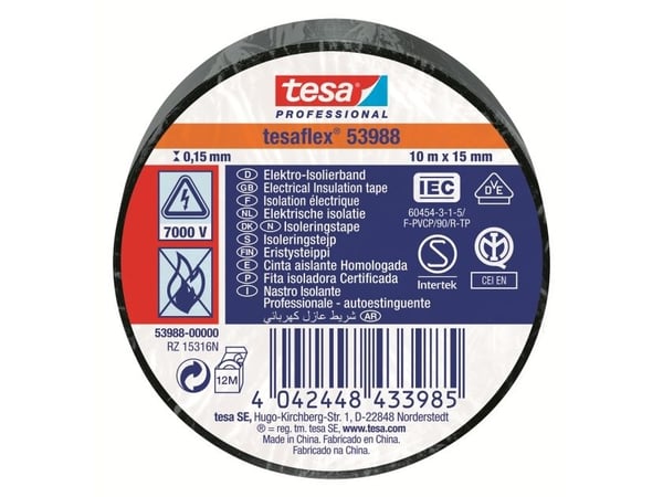 Silvertejp, TESA Tejp, 15 mm x 10,00 m, total tjocklek 150 µm kärndiameter: 76 mm, rulle, - (10 st.)