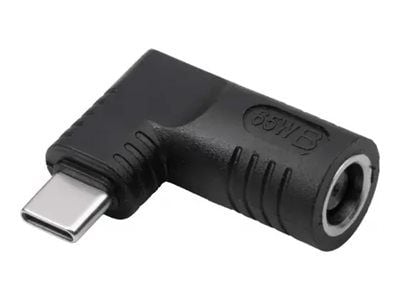 Akyga - USB-adapter - USB-C (hane) vinklad till likströmsuttag 7,4 x 5 mm (hona) - 5 / 9 / 20 V - 3.25 A - svart