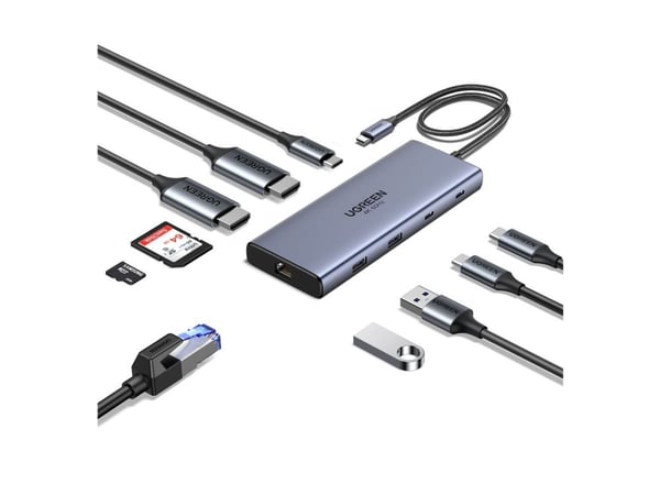Ugreen Revodok Pro - Dockningsstation - USB-C - 2 x HDMI - 1GbE