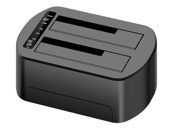 CoreParts - HDD / SSD dockningsstation - with RGB, clone function - fack: 2 - 2,5 tum/3,5 tum delad - SATA 6Gb/s - USB - svart