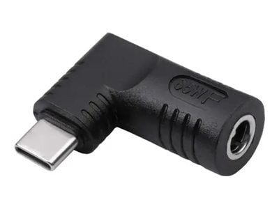 Akyga - USB-adapter - USB-C (hann) vinklet til DC-jack 5,5 mm x 2,5 mm (hunn) - 5 / 9 / 20 V - 3.25 A - svart