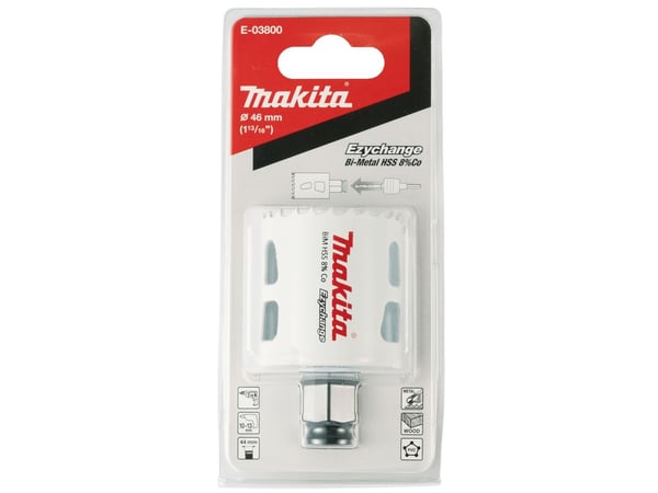 Makita E-03800, Single/enkelt, Drill, Stål, Aluminium, Plast, Tre, Rustfritt stål, Hvit, Bimetall, 4,4 cm