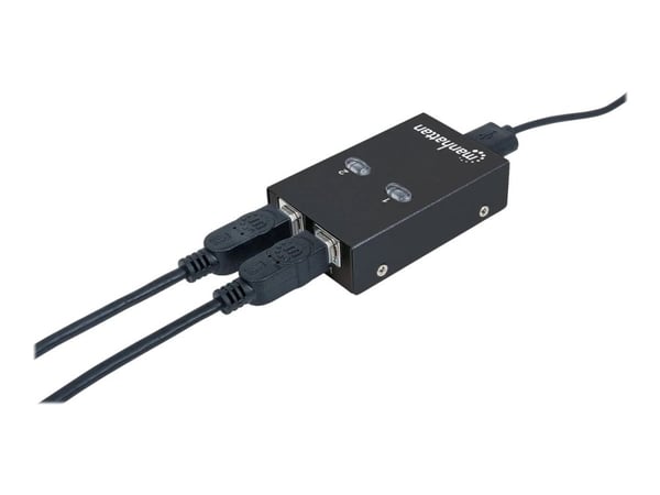 Manhattan USB-A Automatic Sharing Switch, 2x USB-B Ports, 480 Mbps (USB 2.0), Dual Control (Auto-Sensing or Manual), Bus Powered, Hi-Speed USB, inc...
