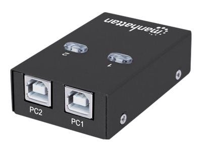 Manhattan USB-A Automatic Sharing Switch, 2x USB-B Ports, 480 Mbps (USB 2.0), Dual Control (Auto-Sensing or Manual), Bus Powered, Hi-Speed USB, inc...