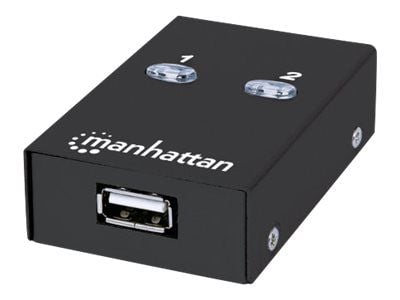 Manhattan USB-A Automatic Sharing Switch, 2x USB-B Ports, 480 Mbps (USB 2.0), Dual Control (Auto-Sensing or Manual), Bus Powered, Hi-Speed USB, inc...