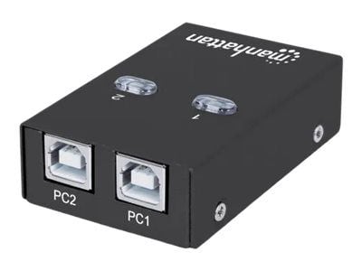 Manhattan USB-A Automatic Sharing Switch, 2x USB-B Ports, 480 Mbps (USB 2.0), Dual Control (Auto-Sensing or Manual), Bus Powered, Hi-Speed USB, inc...