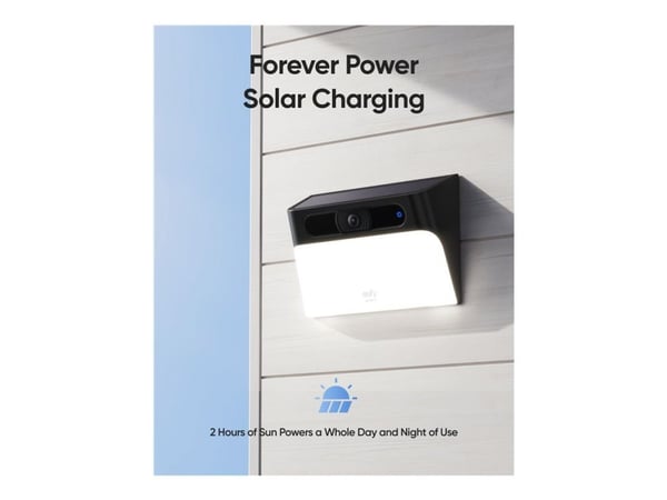 Eufy Solar Wall Light Cam S120 - Nettverksovervåkingskamera - værbestandig - farge (Dag og natt) - 1920 x 1080 - 1080p - lyd - trådløs - Wi-Fi